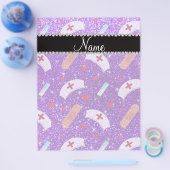 Individuelle Name indigo lila Glitzer Krankenschwe Flyer (Einzeln)