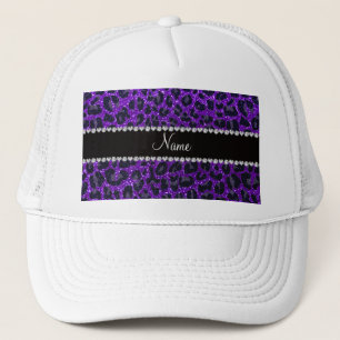 Individuelle Name indigo lila Glitzer Leopardruckd Truckerkappe