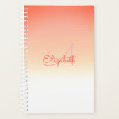 Individuelle Name Initial Monogram Coral White Omb Planer (Vorderseite)