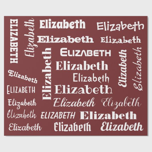 Individuelle Name Initial Monogram Maroon Red Whit Geschenkpapier (Flach)