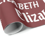 Individuelle Name Initial Monogram Maroon Red Whit Geschenkpapier (Rolleneckpunkt)