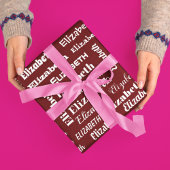 Individuelle Name Initial Monogram Maroon Red Whit Geschenkpapier