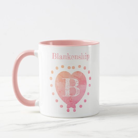 Individuelle Name Initial Polka Dot Pink Heart Tasse (Links)