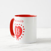 Individuelle Name Initial Polka Dot Red Heart Tasse (Vorderseite Links)