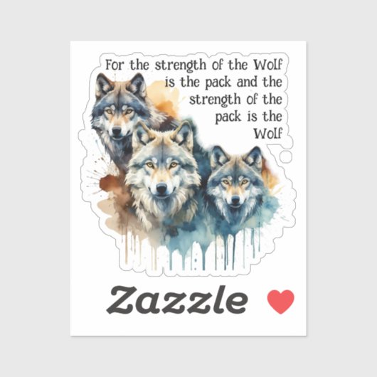 Individuelle Name Inspiration Wolf Quote Stratset Aufkleber (Blatt)