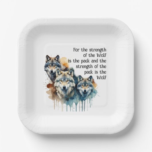 Individuelle Name Inspiration Wolf Quote Stratset Pappteller (Vorderseite)