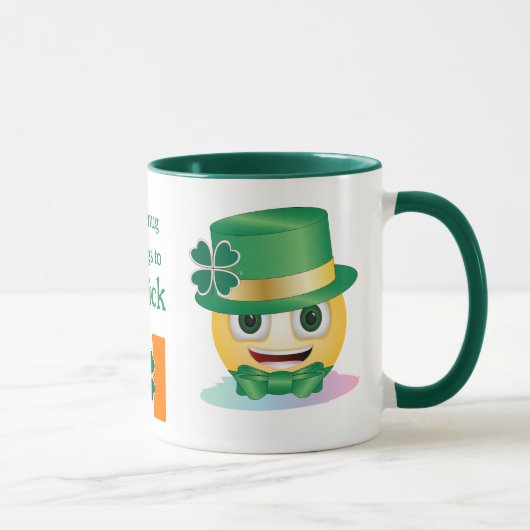 Individuelle Name Irish Emoji mit Hut und Kleeblat Tasse (Rechts)