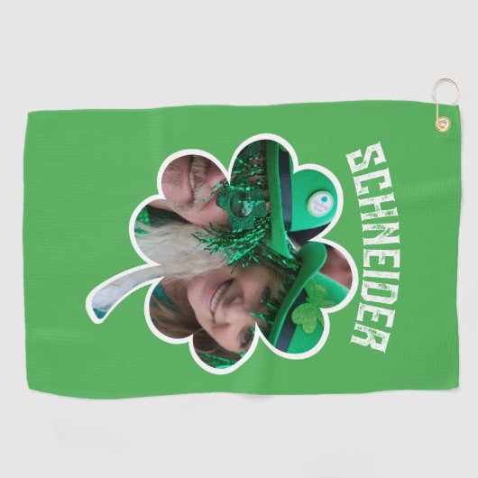 Individuelle Name Irish Klee Foto St Patricks Day Golfhandtuch (Horizontal)