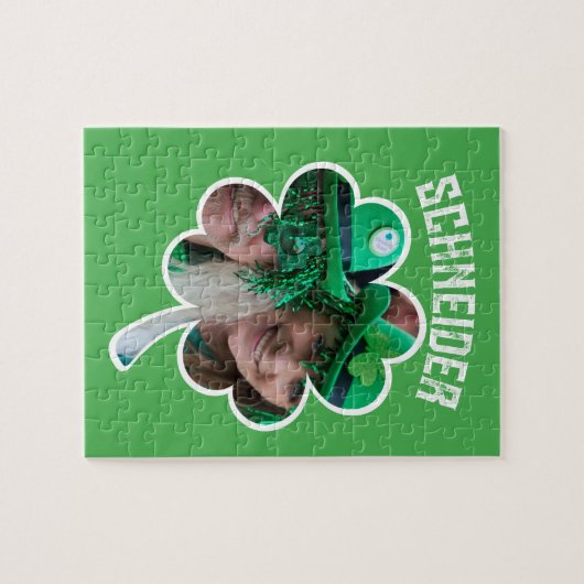 Individuelle Name Irish Klee Foto St Patricks Day Puzzle (Horizontal)