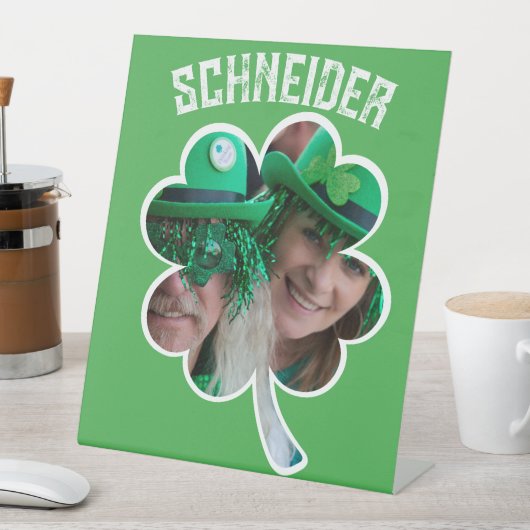 Individuelle Name Irish Klee Foto St Patricks Day Sockelschild (In Situ)