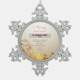 Individuelle Name & Jahr Nun, 60. Jahrestag Religi Schneeflocken Zinn-Ornament