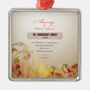 Individuelle Name & Jahr Nun, 60. Jahrestag Religi Silbernes Ornament