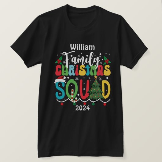 Individuelle Name Jahr Weihnachtsfamilie Squad Mat T-Shirt (Design vorne)