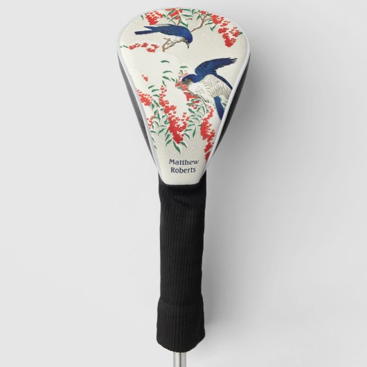 Individuelle Name Japanisch Woodblock Blue Birds Golf Headcover (Vorderseite)