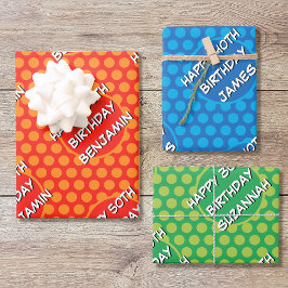 Individuelle Name jedes Alters Geburtstag Comic St Geschenkpapier Set