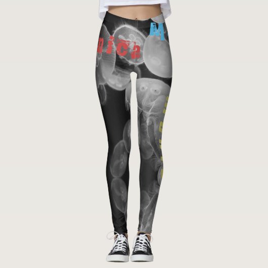 Individuelle Name Jellyfish Schwarze Leggings (Vorderseite)