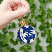 individuelle Name-Jersey-Nummer bei blauweißem Vol Schlüsselanhänger (Hand)