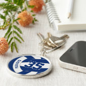 individuelle Name-Jersey-Nummer bei blauweißem Vol Schlüsselanhänger (Seite)