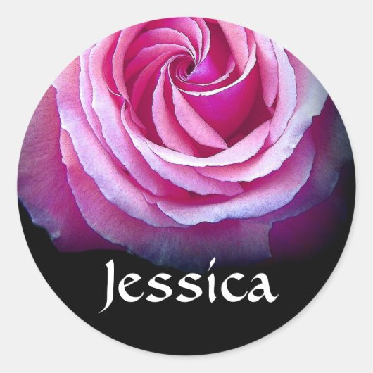 INDIVIDUELLE NAME - Jessica PINK Rose Sticker (Vorderseite)