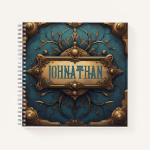 Individuelle Name Journal in Verdigris & Gold Notizblock