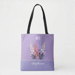 Individuelle Name Juli Geburtstag Blume Tote Tasch Tasche