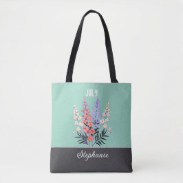 Individuelle Name Juli Geburtstag Blume Tote Tasch Tasche