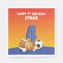 Individuelle Name Junge 4. Geburtstag Sportbälle