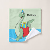 Individuelle Name, Junge, Geburtstag, Dinosaurier Badhandtuch Set (Waschlappen)