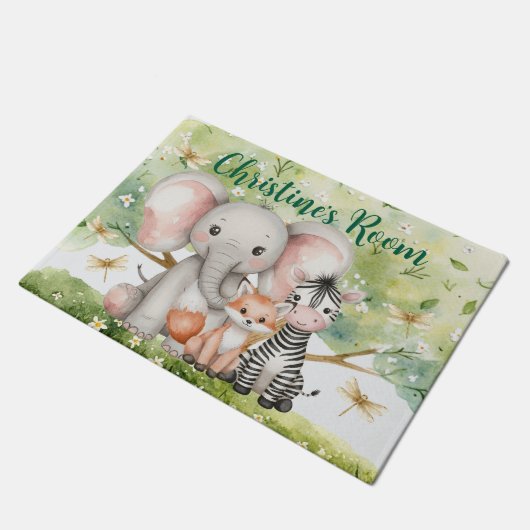 Individuelle Name Jungle Animals Dragonfly Fußmatte (Schrägansicht)