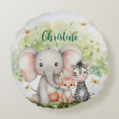 Individuelle Name Jungle Animals Dragonfly Rundes Kissen (Rückseite)