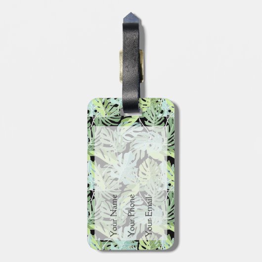 individuelle Name Jungle Floral Pattern Gepäckanhänger (Rückseite vertikal)