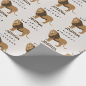 Individuelle Name Jungle Lion Animal Geburtstag Geschenkpapier (Ecke)