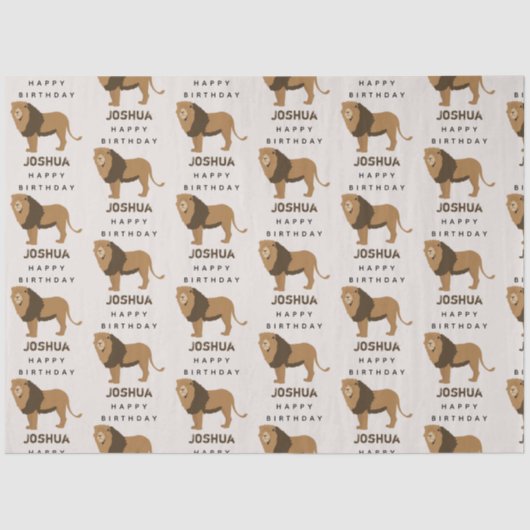 Individuelle Name Jungle Lion Animal Geburtstag Seidenpapier (Vorderseite)