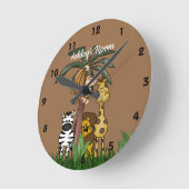 Individuelle Name Jungle Safari Runde Wanduhr (Winkel)