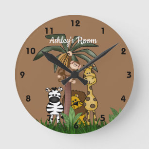 Individuelle Name Jungle Safari Runde Wanduhr