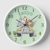 Individuelle Name Jungle Safari Tiere Grüne Uhr (Vorderseite)