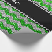 Individuelle Name Kalkgrün silber Glitzer Chevrone Geschenkpapier (Ecke)