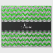 Individuelle Name Kalkgrün silber Glitzer Chevrone Geschenkpapier (Flach)