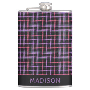 Individuelle Name Kariert / Tartan Muster Flachmann