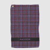 Individuelle Name Kariert / Tartan Muster Golfhandtuch (Vorderseite)
