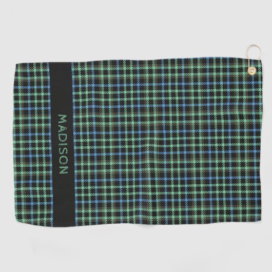 Individuelle Name Kariert / Tartan Muster Golfhandtuch (Horizontal)