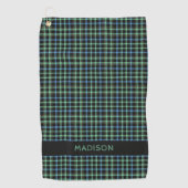 Individuelle Name Kariert / Tartan Muster Golfhandtuch (Vorderseite)