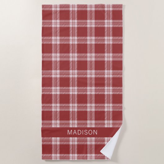 Individuelle Name Kariert / Tartan Muster Strandtuch (Vorderseite)