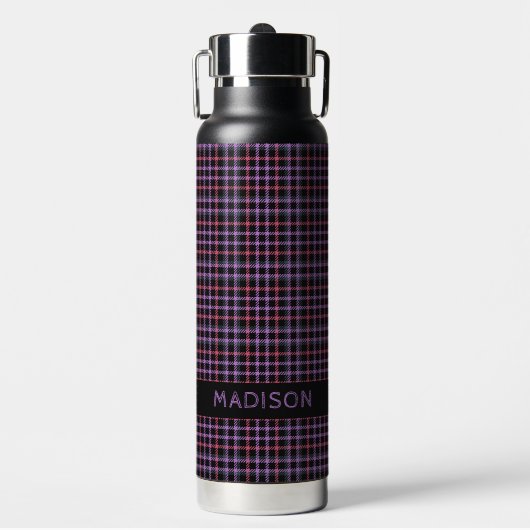 Individuelle Name Kariert / Tartan Muster Trinkflasche (Vorderseite)