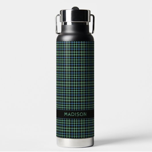 Individuelle Name Kariert / Tartan Muster Trinkflasche (Vorderseite)