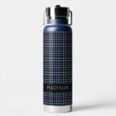 Individuelle Name Kariert / Tartan Muster Trinkflasche (Hinten)