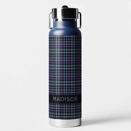 Individuelle Name Kariert / Tartan Muster Trinkflasche (Vorderseite)