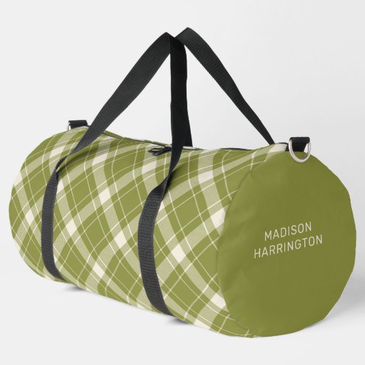 Individuelle Name Kariertes Muster Duffle Bag (Linke Ecke)