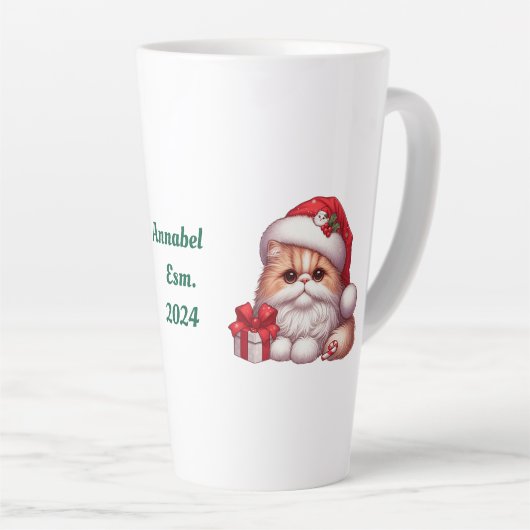 Individuelle Name-Katze mit dem Hut des Weihnachts Milchtasse (Rechte Ecke)