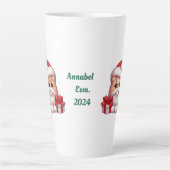 Individuelle Name-Katze mit dem Hut des Weihnachts Milchtasse (Vorderseite)